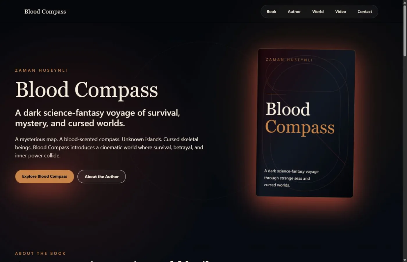 Zaman Huseynli Blood Compass concept website desktop view